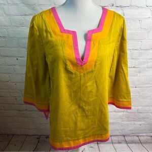 Trina Turk Yellow and Pink Tunic Top